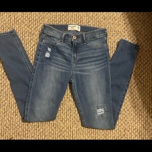 Abercrombie Kids Distressed Blue Skinny Jeans